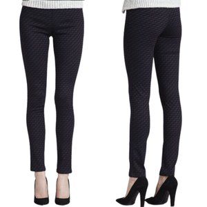 Erica Taylor Loretta Skinny Jacquard Pants Navy Black Stretch SZ MEDIUM